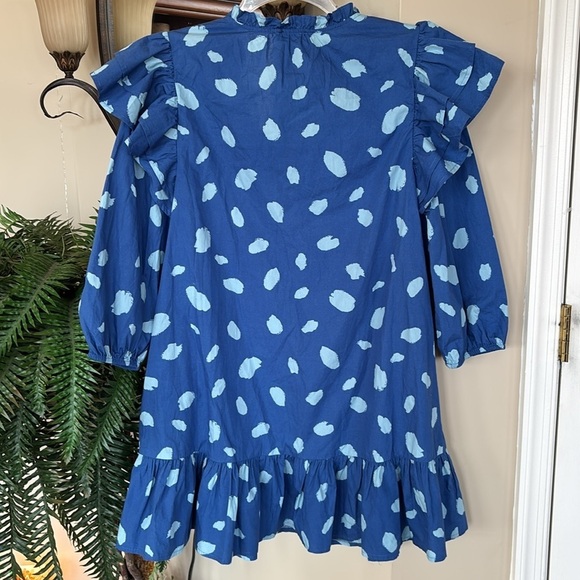 NWOT Sugarlips Odessa Dot Sammy Ruffle Drop Waist Dress Balloon Sleeves Cotton - Picture 8 of 16